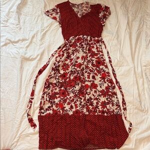 Lapis Red and White Floral Maxi Dress